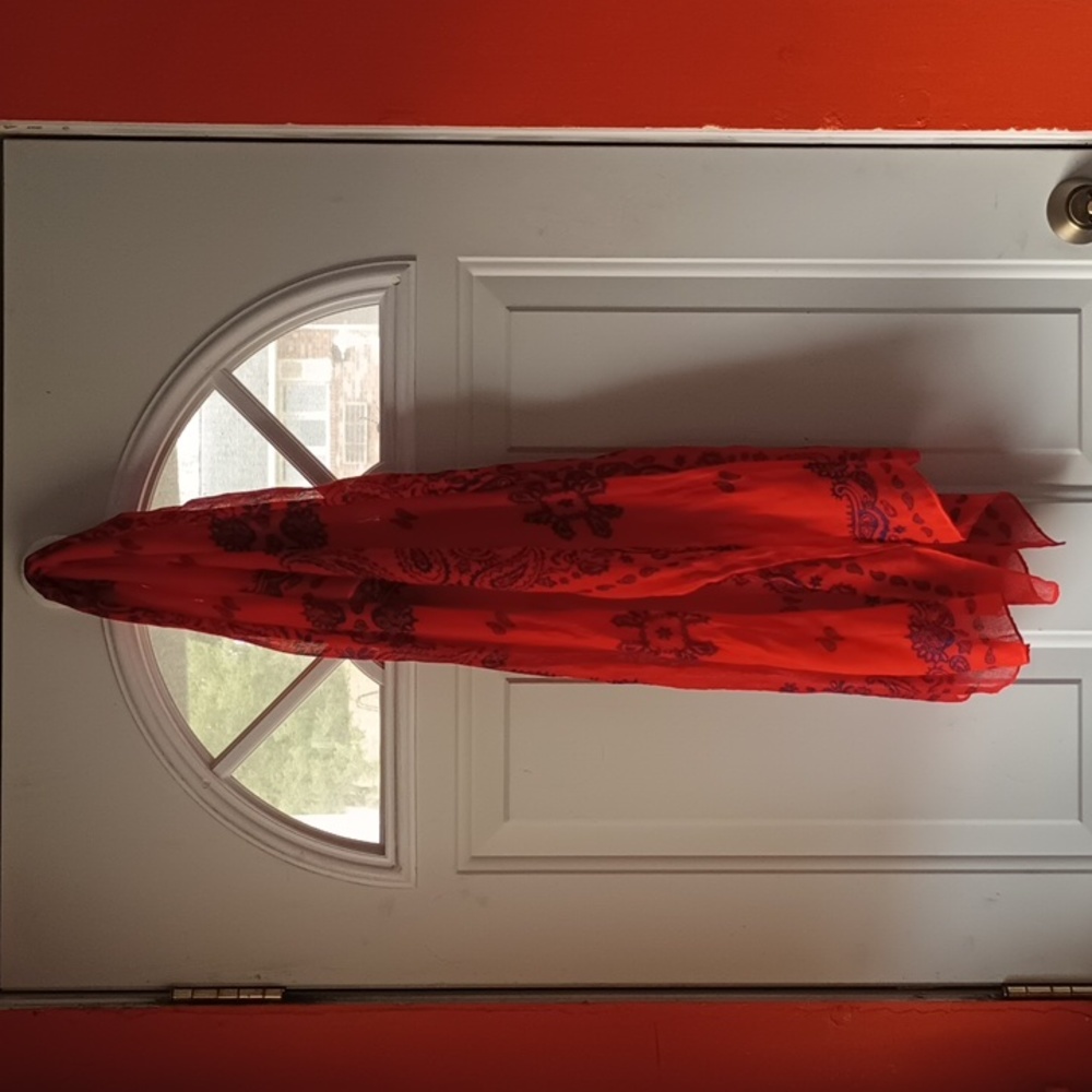 Vintage red paisley patterned scarf